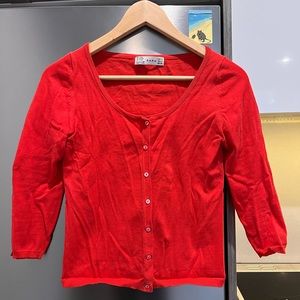 SOLD: Zara 3/4 sleeve coral cardigan